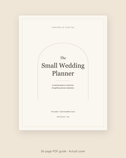 Actual cover of The Small Wedding Planner guide by Vantrelio Digital